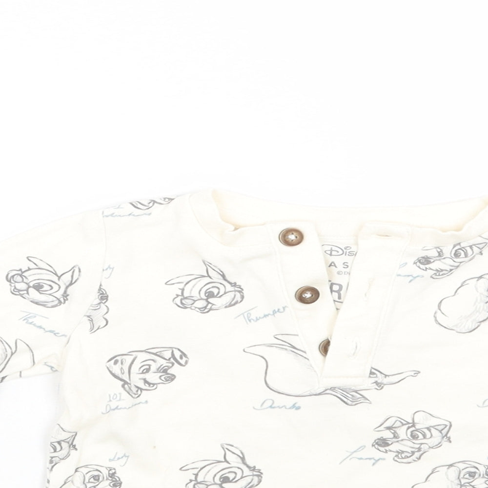Fred & flo Girls Ivory Animal Print  Basic T-Shirt Size 6-9 Months  - Disney