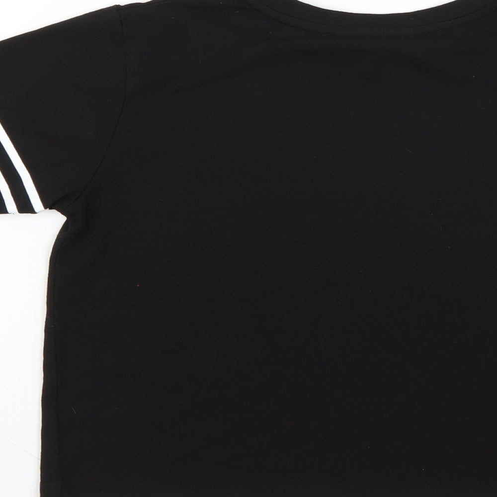 miss evie Girls Black Geometric  Basic T-Shirt Size 9-10 Years