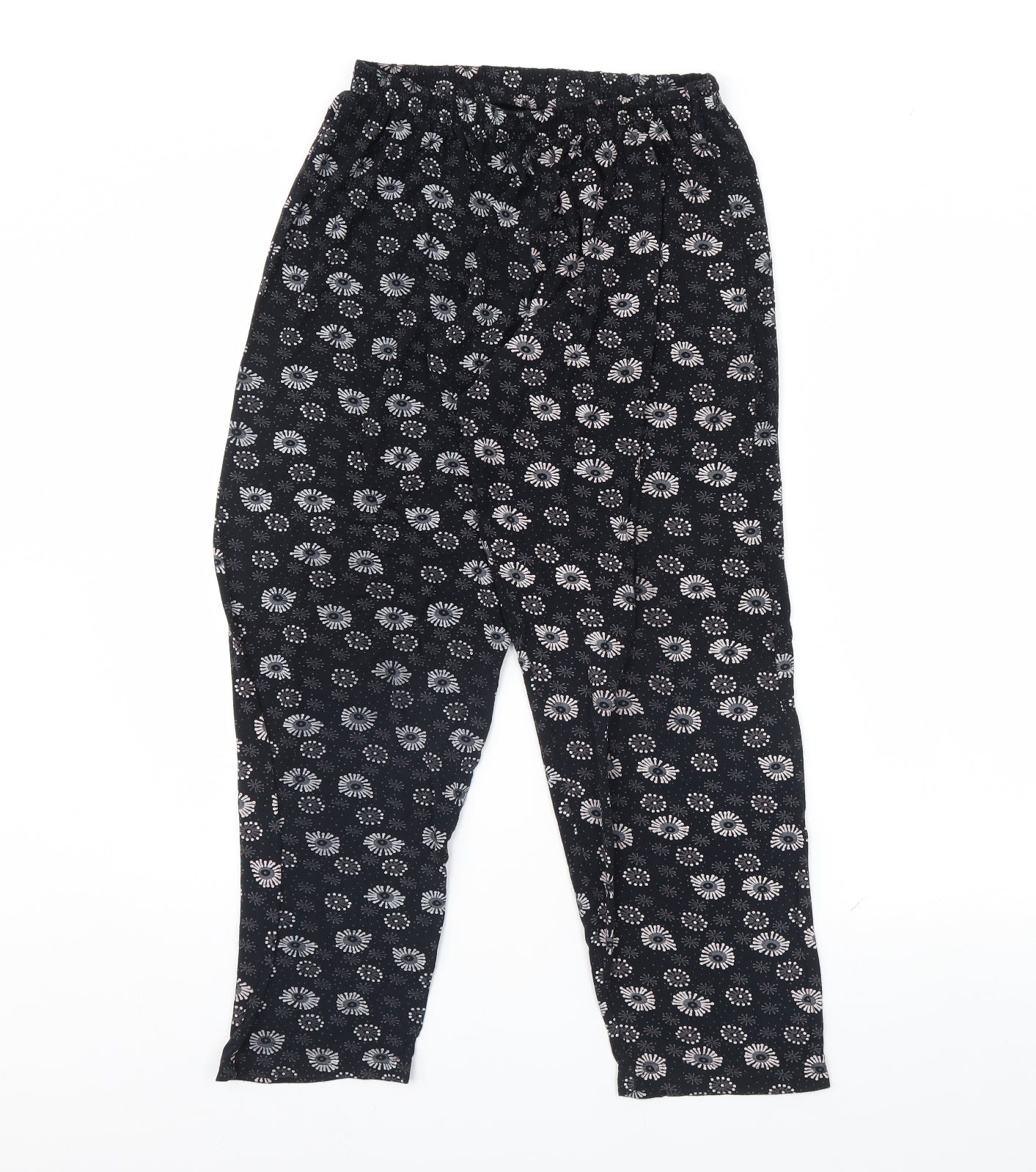 Preworn Womens Black Geometric  Trousers  Size M L25 in