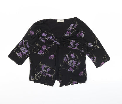 Citrus Womens Black Floral  Basic Blouse Size 16