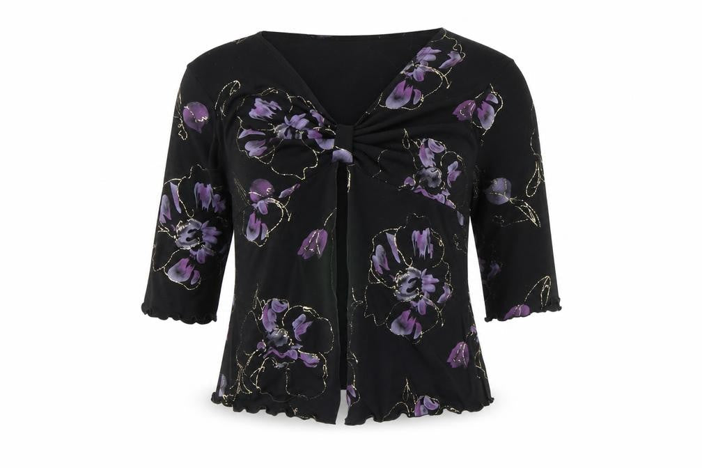 Citrus Womens Black Floral  Basic Blouse Size 16