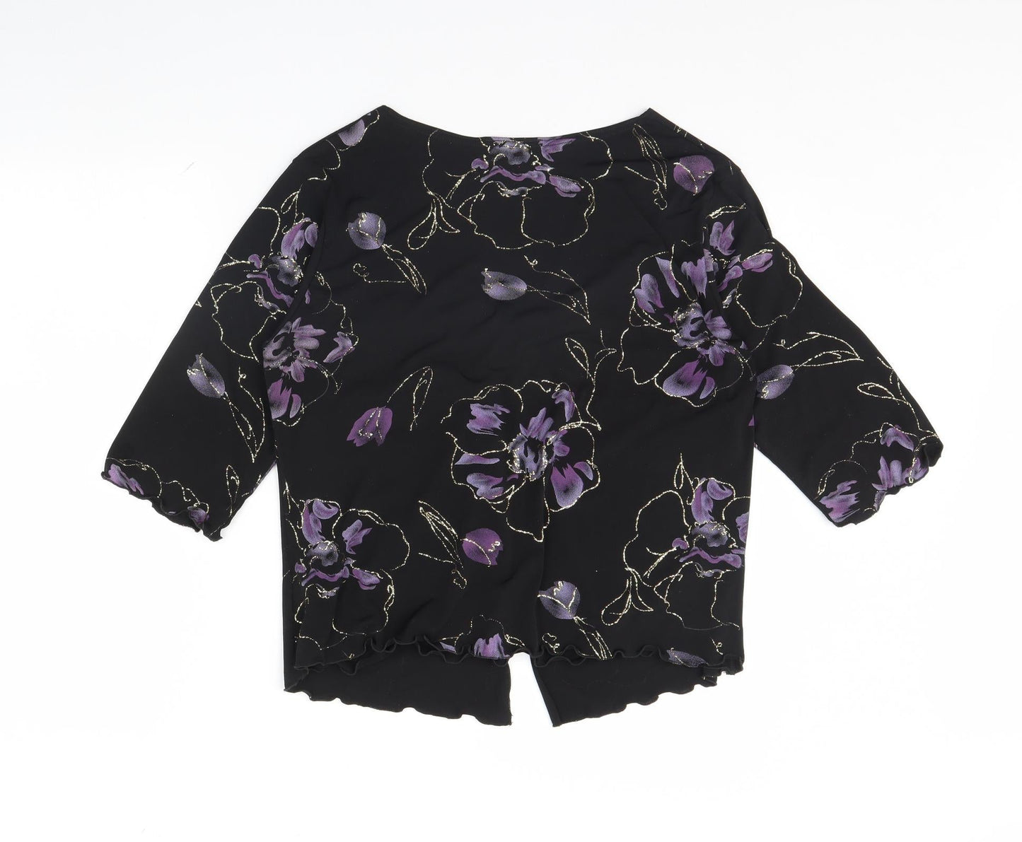 Citrus Womens Black Floral  Basic Blouse Size 16