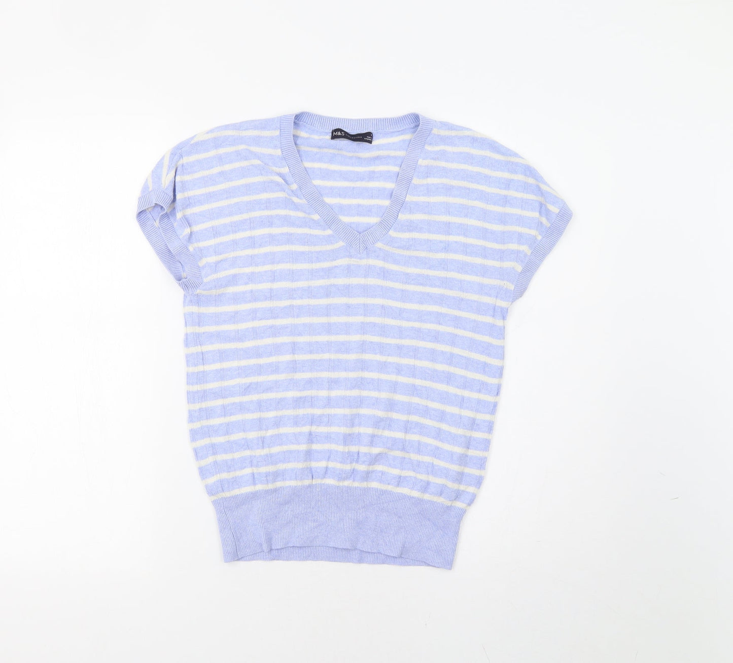 M&&S Womens Blue Striped  Pullover Jumper Size M