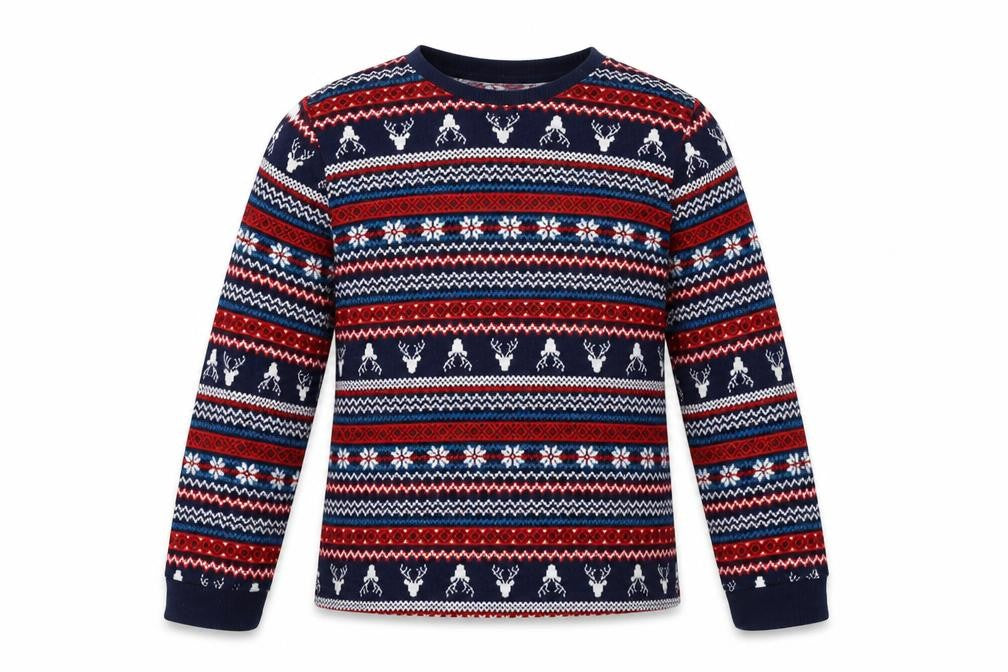 F&F Girls Red Fair Isle  Top Pyjama Top Size 9-10 Years