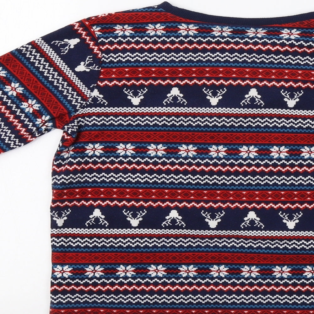 F&F Girls Red Fair Isle  Top Pyjama Top Size 9-10 Years