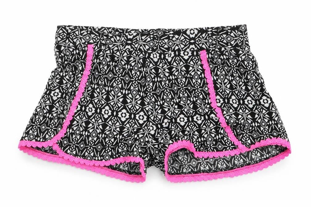 Primark Girls Black Floral  Paperbag Shorts Size 8-9 Years