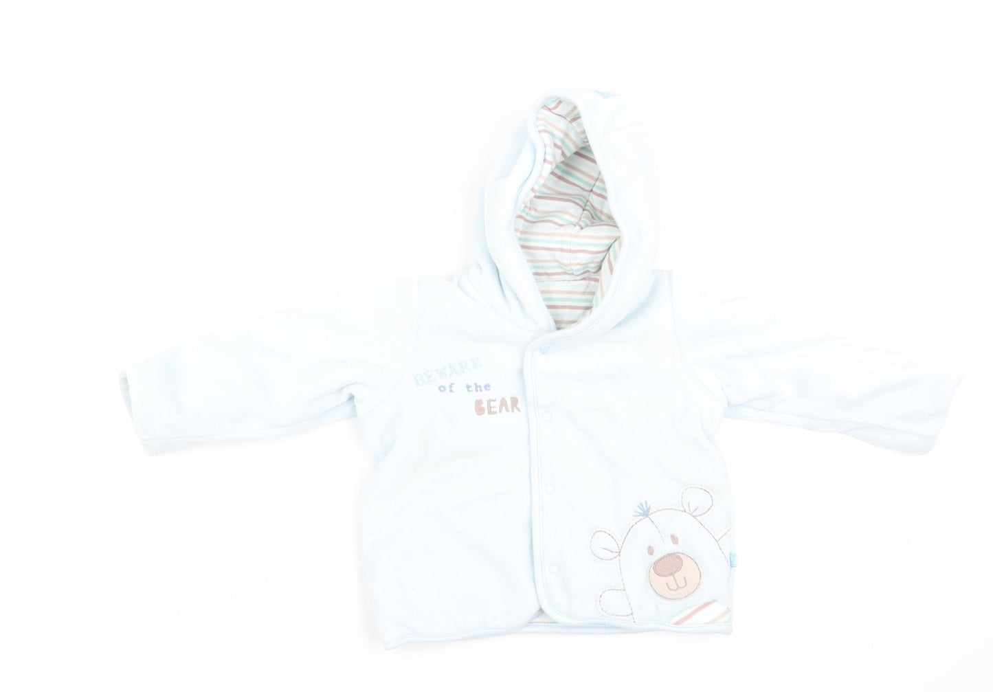 Marks and Spencer Boys Blue Animal Print  Basic Coat Coat Size 3-6 Months  - Beware of the Bear