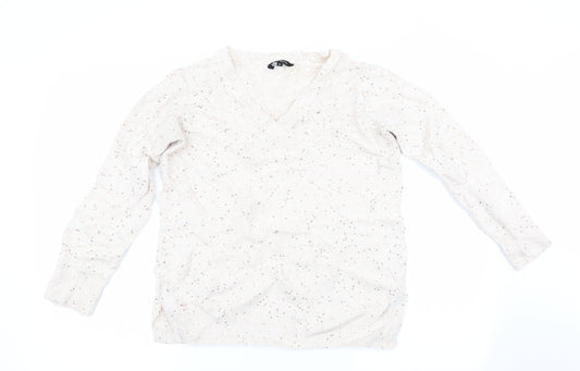Peacocks Womens Beige   Pullover Jumper Size S  - Sequins all over