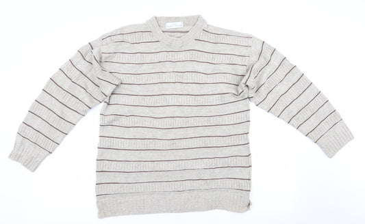 Marks and Spencer Mens Beige Striped  Pullover Jumper Size M