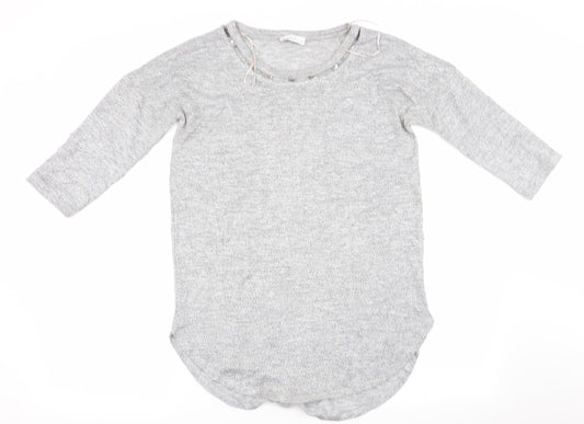 Papaya Womens Grey   Pullover Jumper Size S  - Detail neck