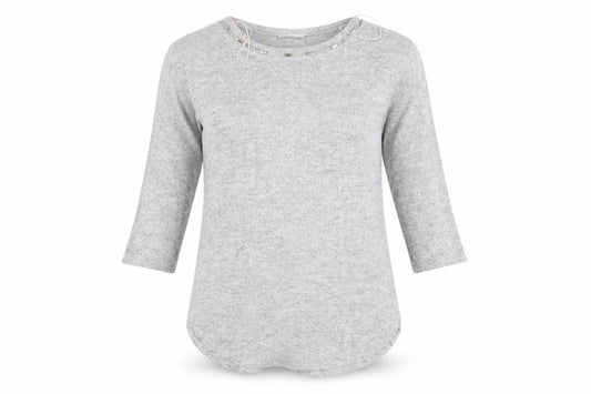 Papaya Womens Grey   Pullover Jumper Size S  - Detail neck