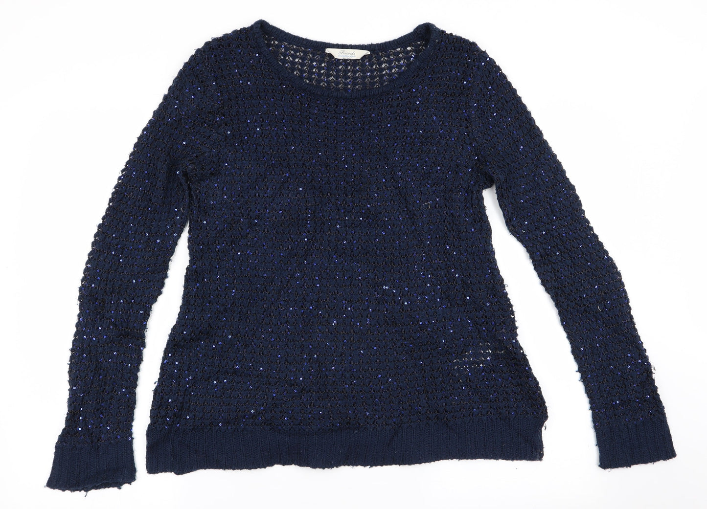 Peacocks Womens Blue   Pullover Jumper Size 14  - Sequins all over