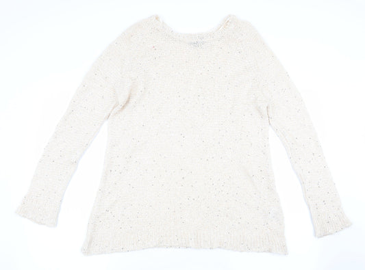 Topshop Womens Beige   Pullover Jumper Size 8  - Sequins all over