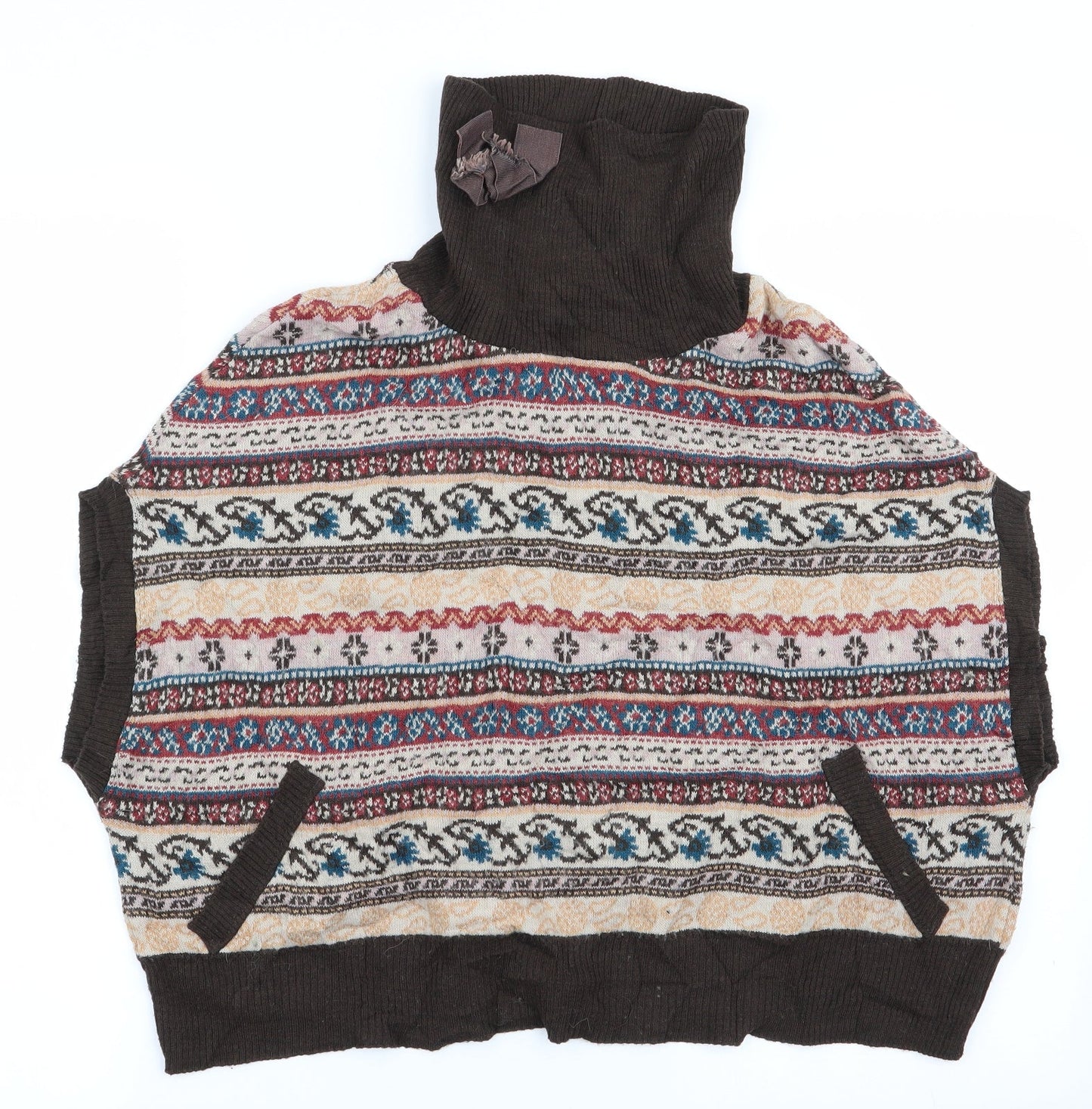 Nadine Womens Brown Floral  Vest Jumper Size S