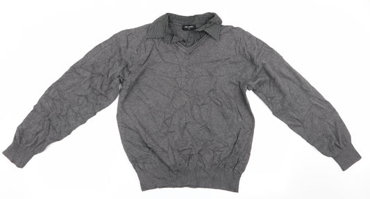 Urban Spirit Mens Grey   Pullover Jumper Size S  - Faux collar