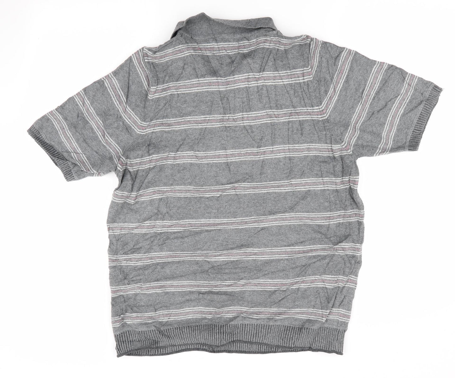 North Coast Mens Grey Striped  Pullover Jumper Size M