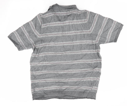 North Coast Mens Grey Striped  Pullover Jumper Size M