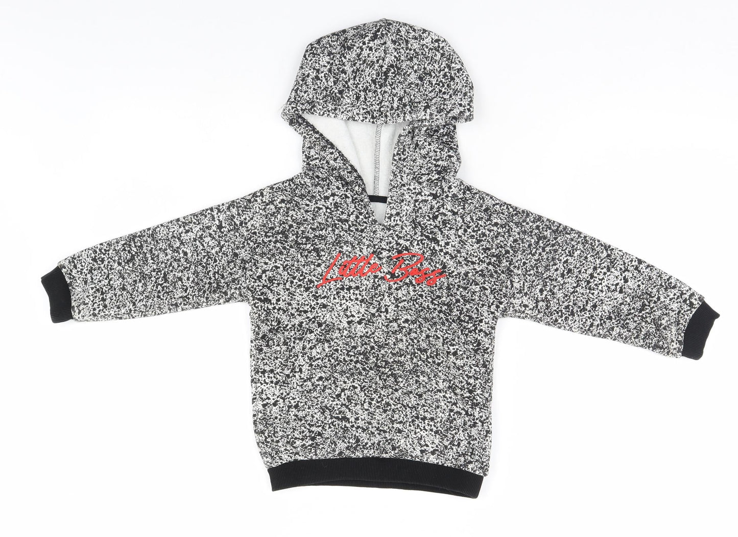 Matalan Boys White Animal Print  Pullover Hoodie Size 2-3 Years  - Little Boss
