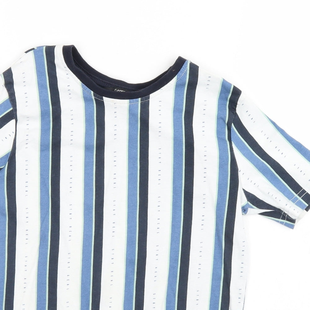 George Boys White Striped  Basic T-Shirt Size 9-10 Years  - Stay Real