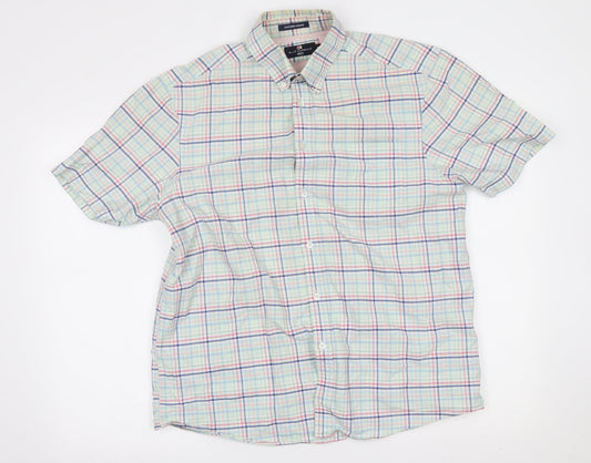 M&S Mens Green Plaid   Button-Up Size M