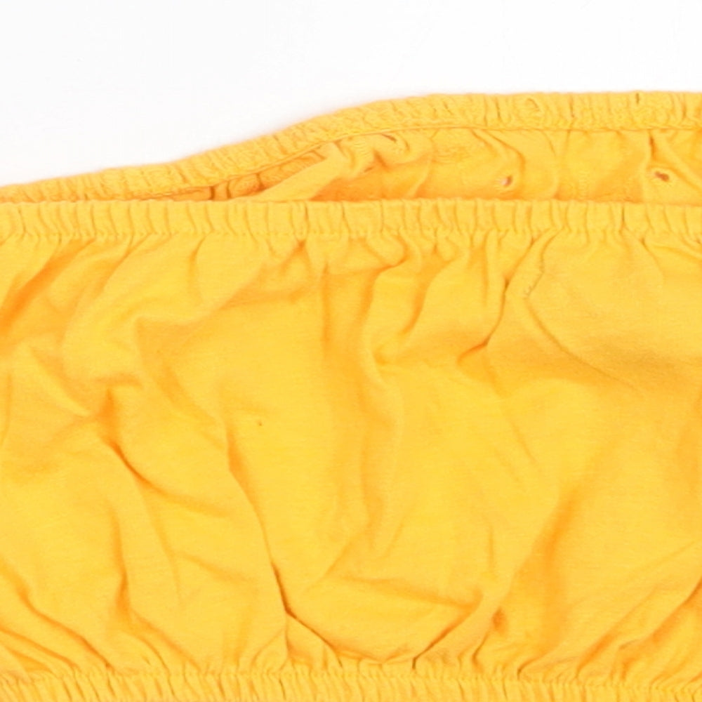 Primark Womens Yellow Floral  Cropped T-Shirt Size 2XS