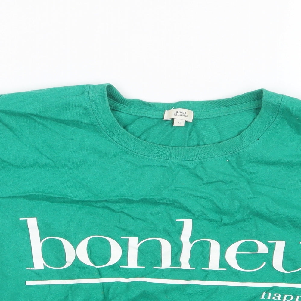 River Island Womens Green   Cropped T-Shirt Size 12