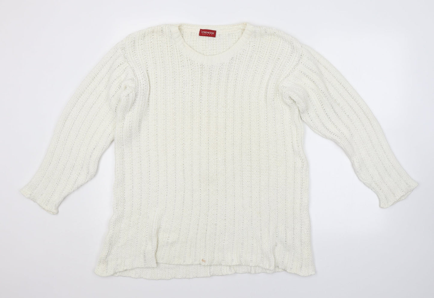 Strenesse Womens White Striped  Pullover Jumper Size 10