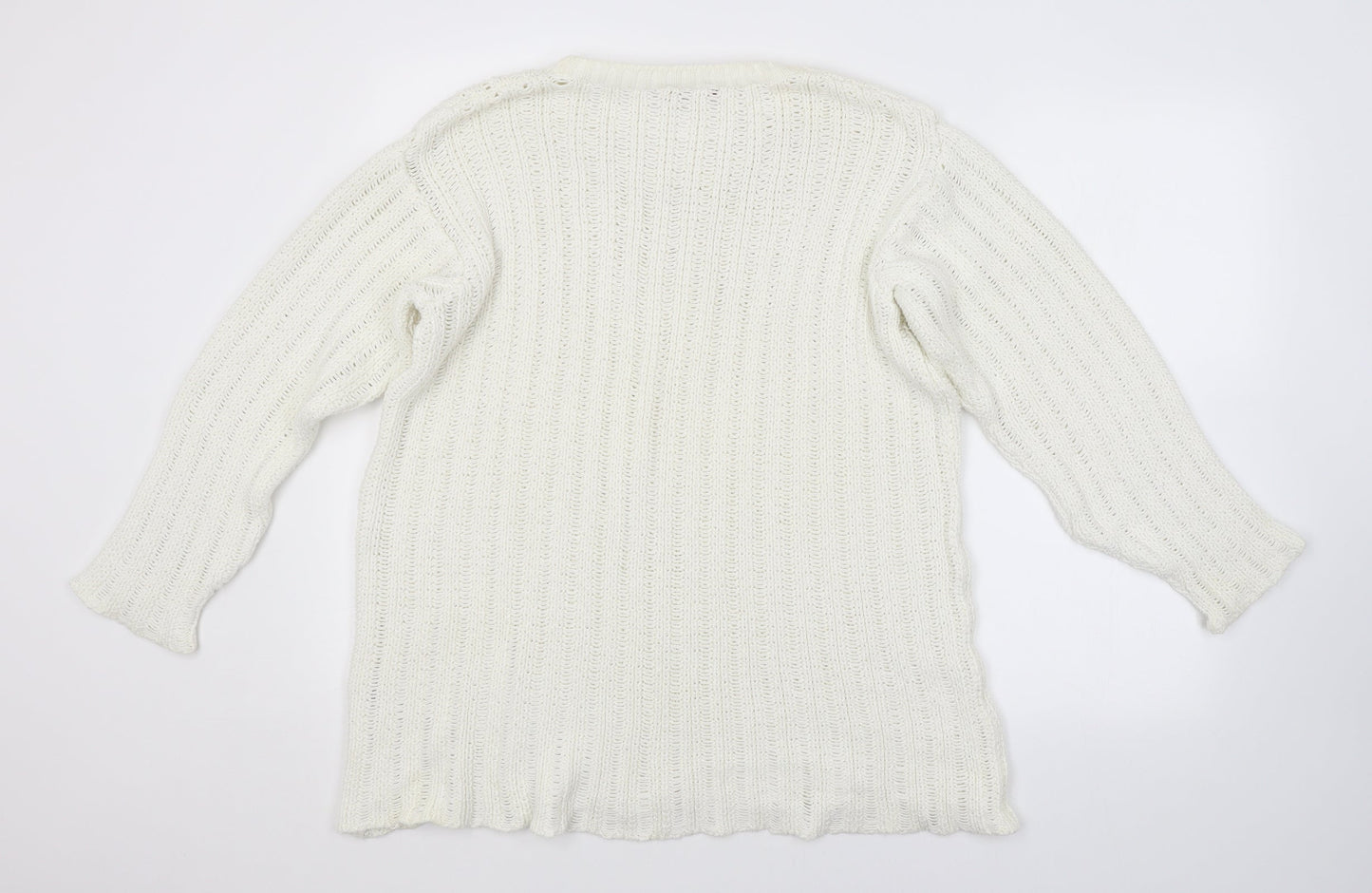 Strenesse Womens White Striped  Pullover Jumper Size 10
