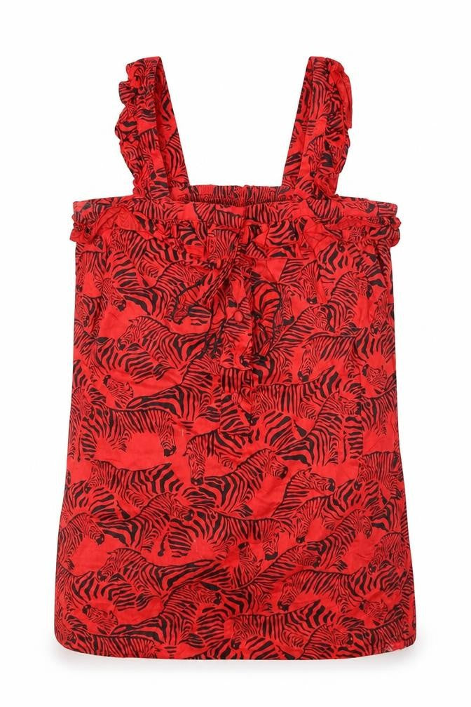 Peoples Market Womens Red Animal Print  Basic Blouse Size M  - ZEBRA