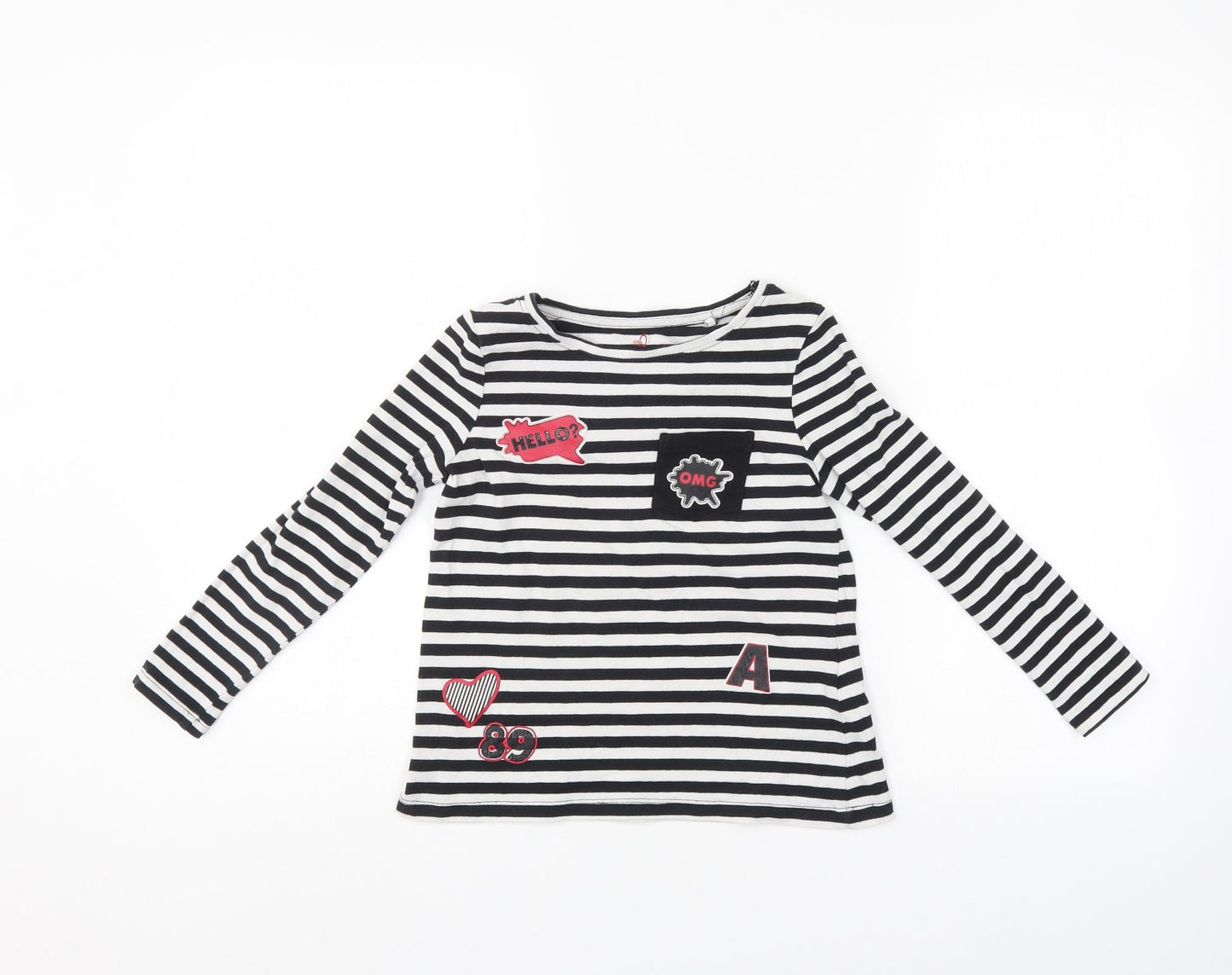 Pepperts Girls Black Striped  Pullover Jumper Size 7-8 Years