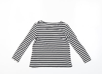 Preloved Pepperts Girls Black Striped  Pullover Jumper Size 7-8 Years - Back