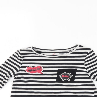 Preloved Pepperts Girls Black Striped  Pullover Jumper Size 7-8 Years - Detail