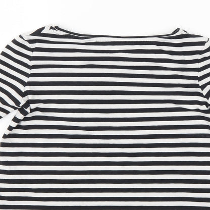 Preloved Pepperts Girls Black Striped  Pullover Jumper Size 7-8 Years - Label