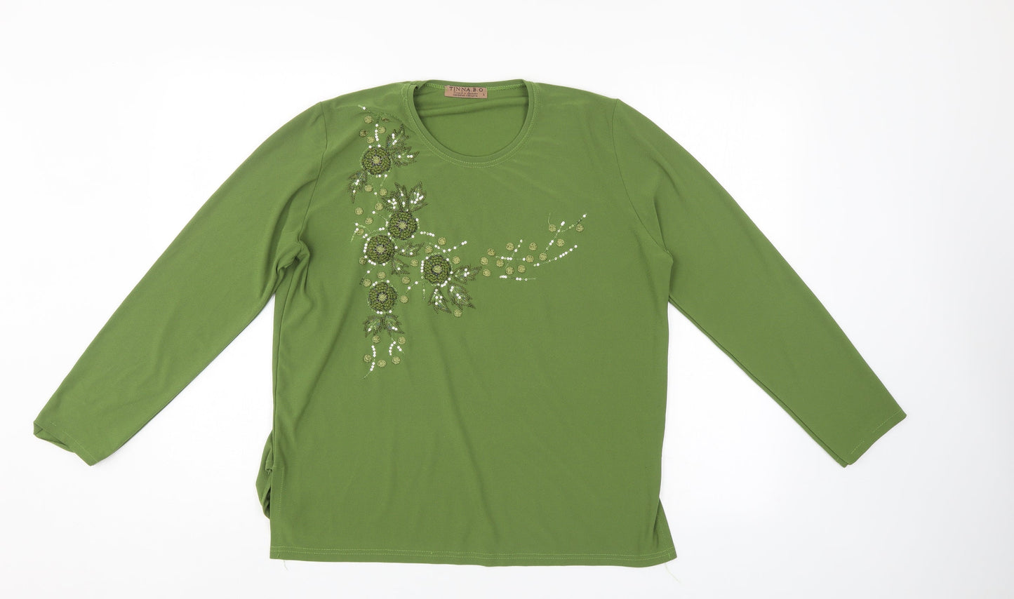 Tinna BO Womens Green Floral  Basic Blouse Size L