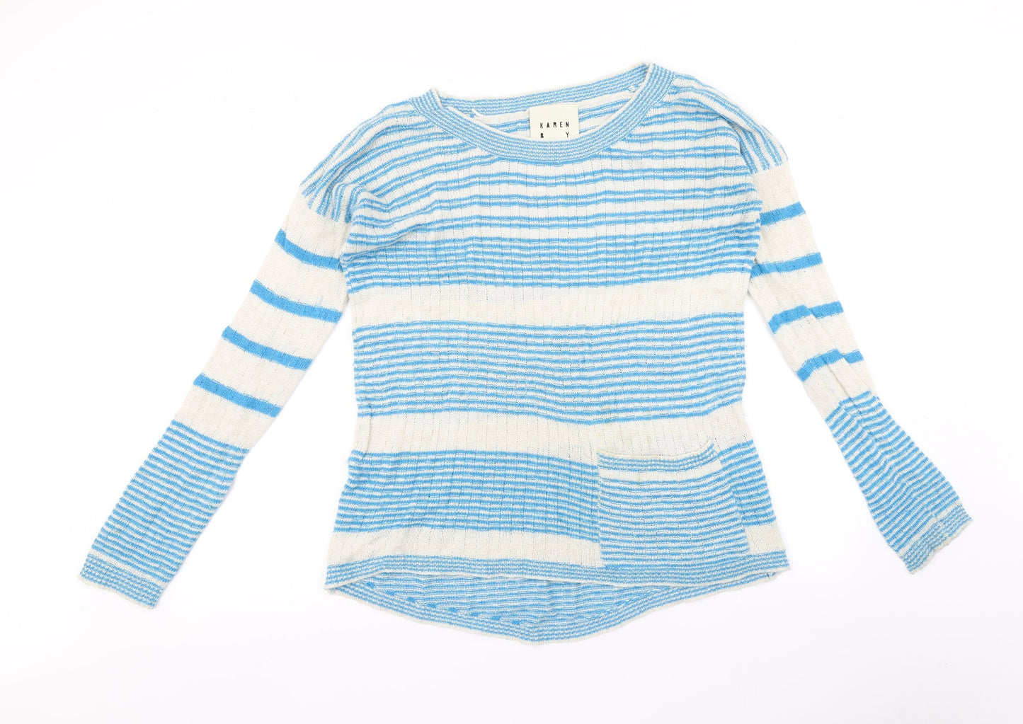 Simonsen Womens Blue Striped  Pullover Jumper Size L