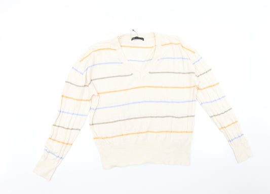 Marks and Spencer Womens Beige Striped  Pullover Jumper Size L