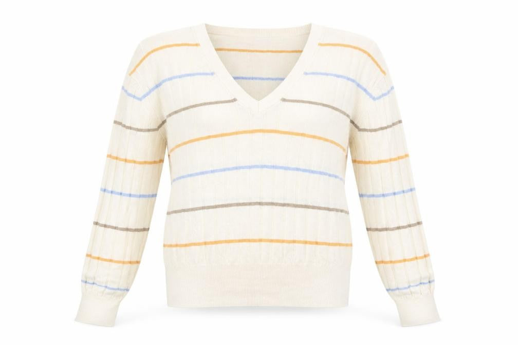 Marks & Spencer Womens Beige Striped  Pullover Jumper Size L