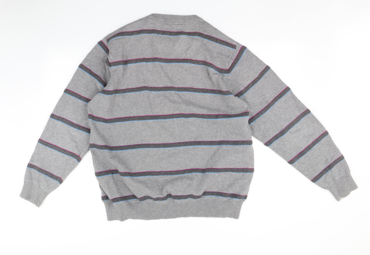 Atlantic Womens Grey Striped  Pullover Jumper Size M