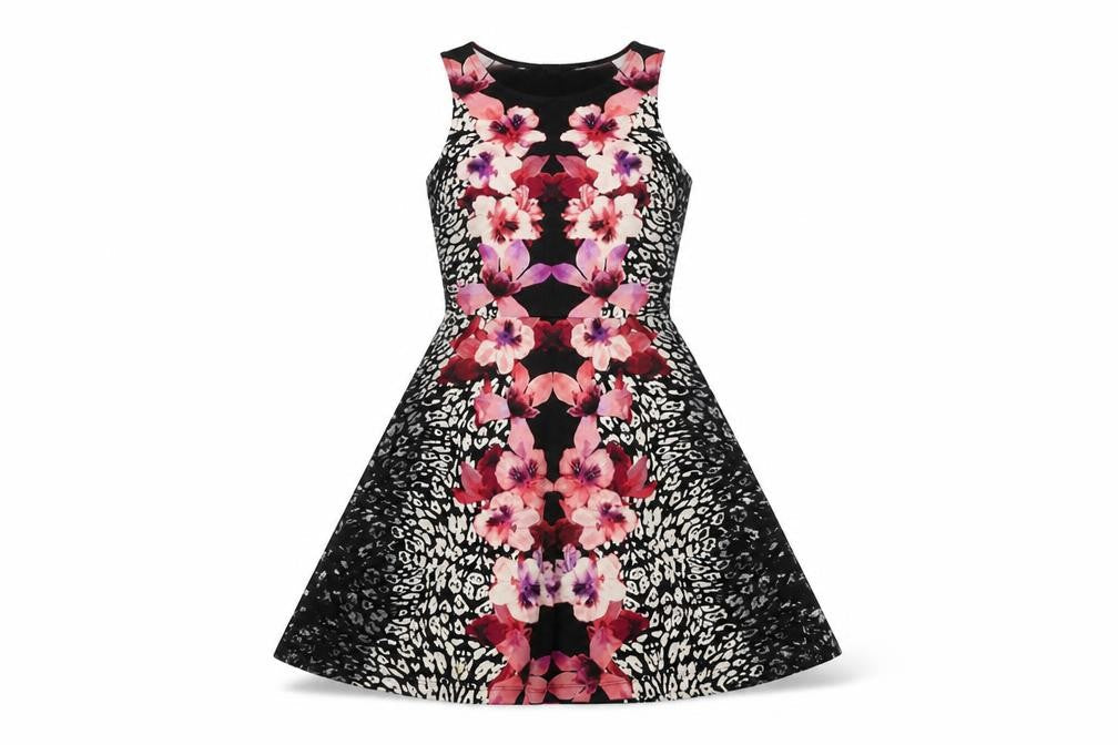 H&M Womens Black Floral  A-Line  Size S
