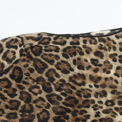 Blonde + Blonde Womens Brown Animal Print  Basic Blouse Size 14