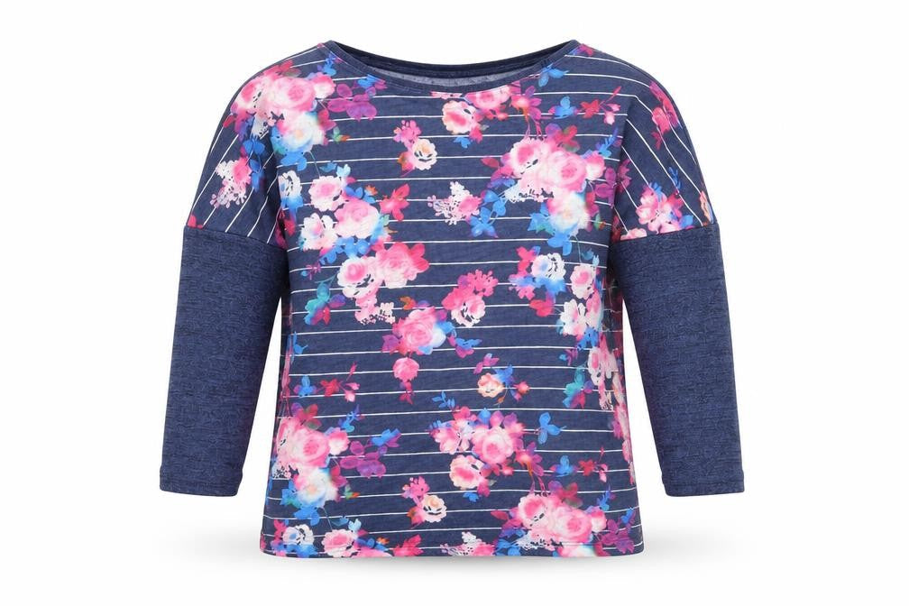 Atmosphere Womens Blue Floral  Basic T-Shirt Size 6