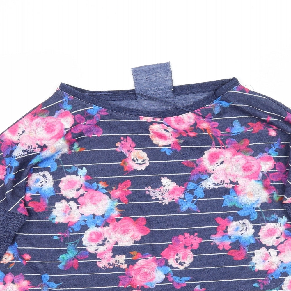 Atmosphere Womens Blue Floral  Basic T-Shirt Size 6