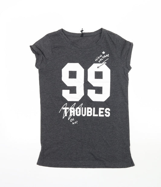 Sinsay Womens Grey   Basic T-Shirt Size S  - 99 Troubles
