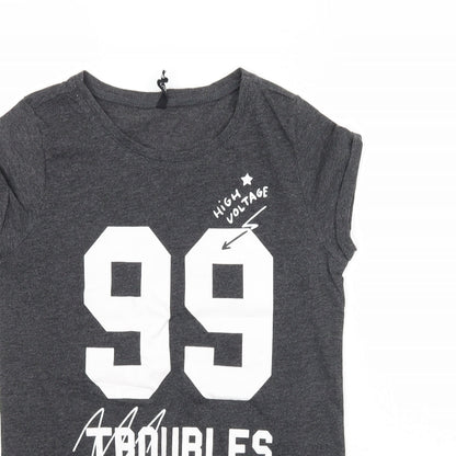 Sinsay Womens Grey   Basic T-Shirt Size S  - 99 Troubles