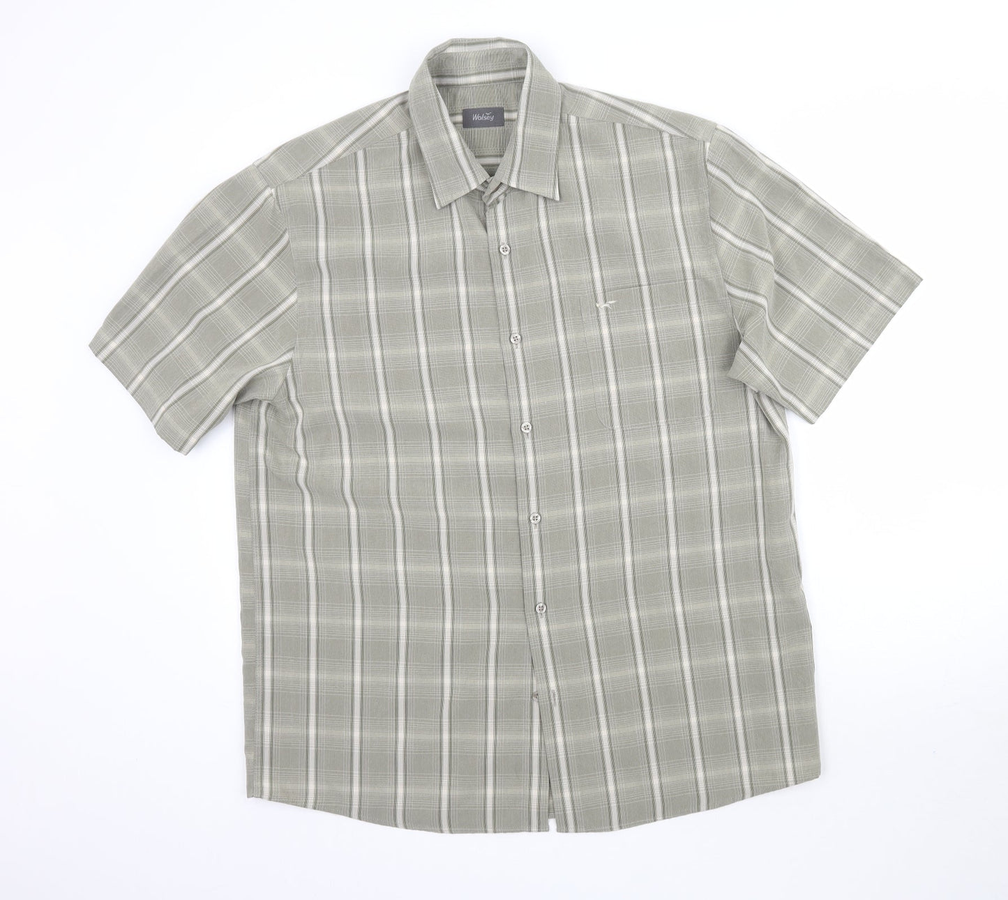 Wolsey Mens Green Plaid   Button-Up Size L  - Grey / Green