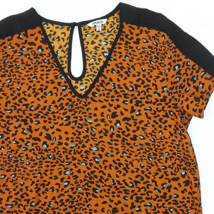 Pep&Co Womens Orange Animal Print  Basic Blouse Size 14