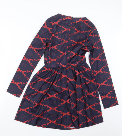 Womens Blue Geometric  Mini  Size S
