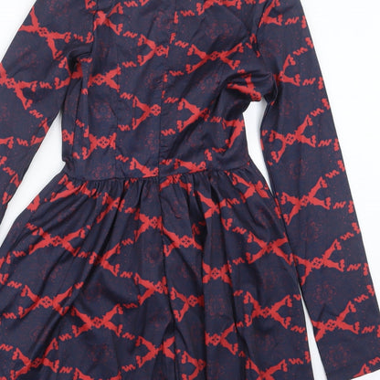 Womens Blue Geometric  Mini  Size S