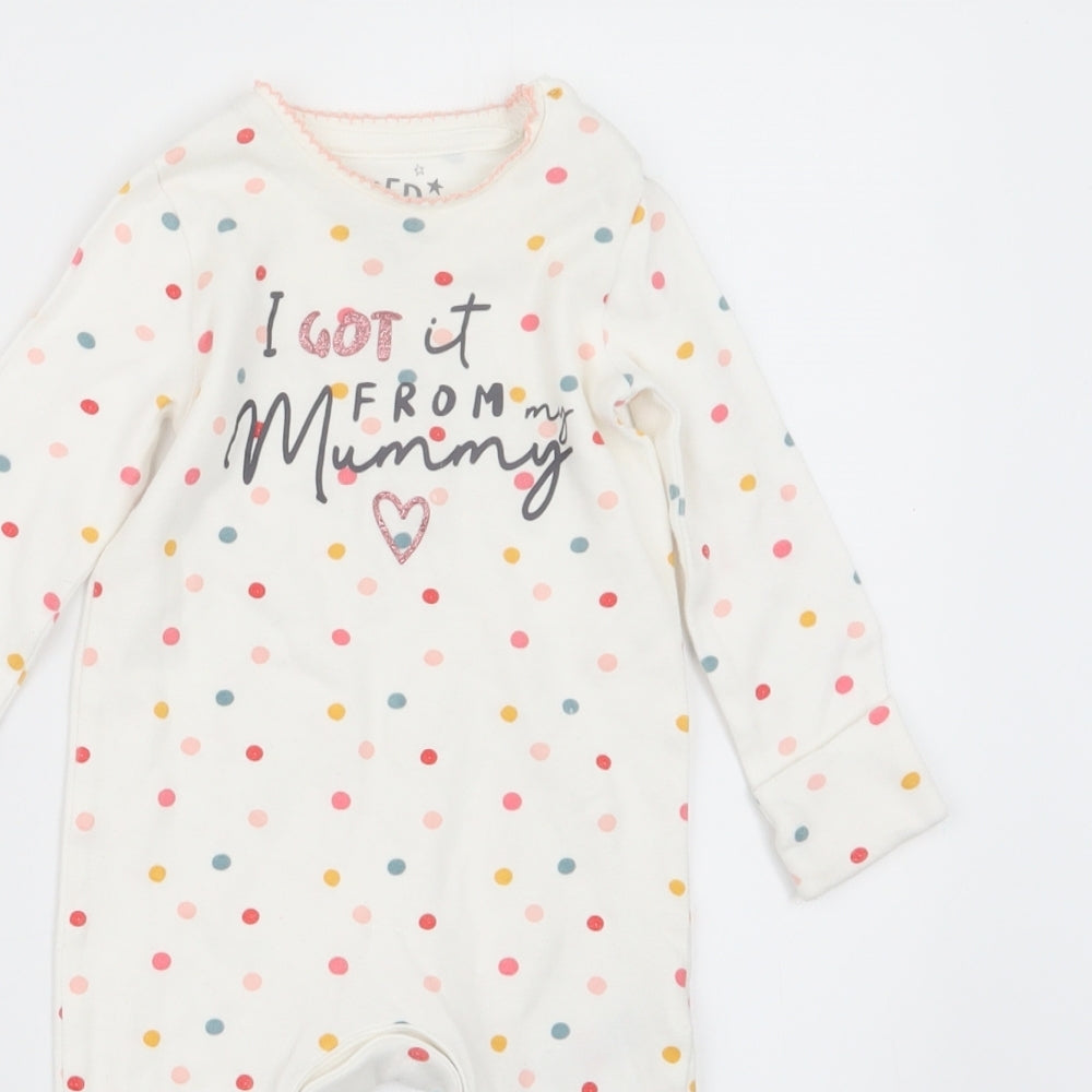 F&F Girls White Polka Dot  Babydoll One Piece Size 3-6 Months