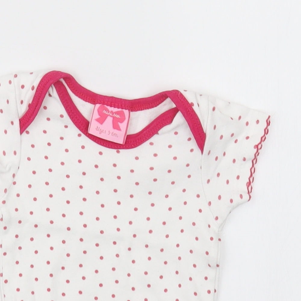 Mini Moi Girls Pink Polka Dot  Babygrow One-Piece Size 3-6 Months